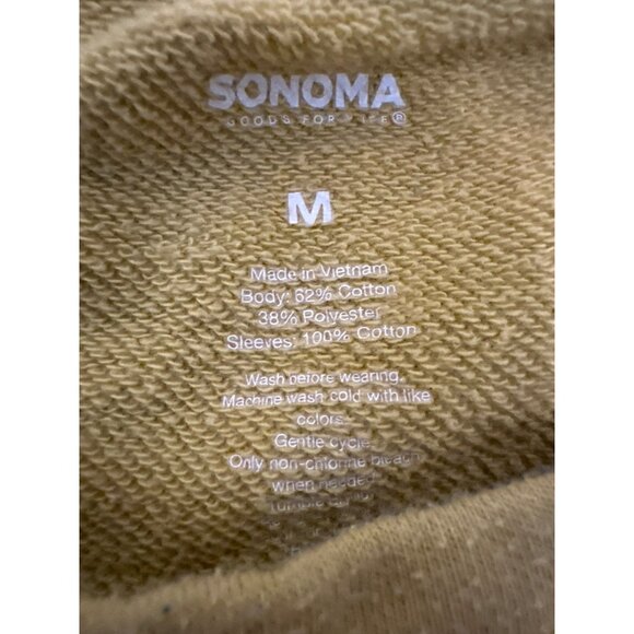 Sonoma Womens Yellow Eyelet Sleeve Top M Cotton Blend Shabby Chic Solid Print - Picture 2 of 4